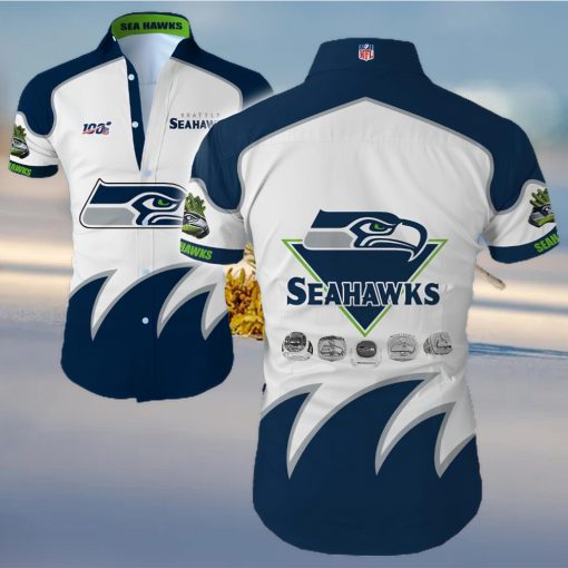 Seattle Seahawks Big Logo Hawaiian Summer Beach Shirt Full Print