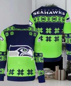 Seattle Seahawks Big Logo Nfl Ugly Christmas Sweaters