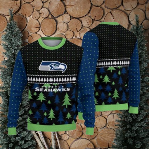 Seattle Seahawks Black Pattern Ugly Christmas Sweaters