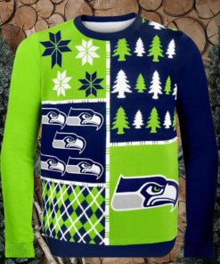 Seattle Seahawks Busy Block Nfl Ugly Christmas Sweaters