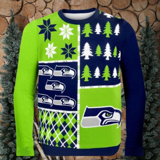 Seattle Seahawks Busy Block Nfl Ugly Christmas Sweaters