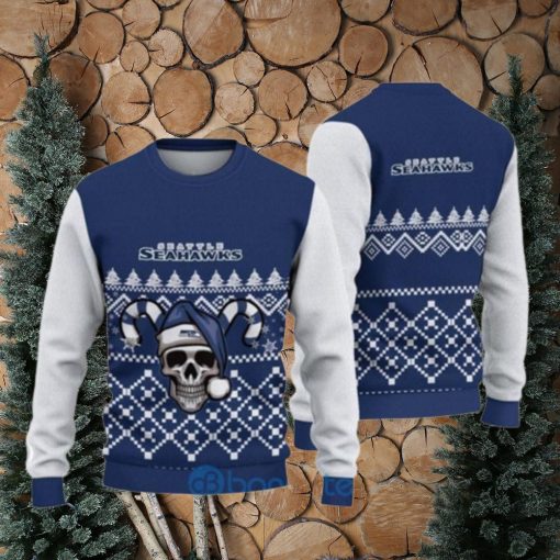 Seattle Seahawks Christmas Skull Halloween Ugly Christmas Sweaters