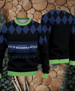 Seattle Seahawks Fans Caro Pattern Ugly Christmas Sweater Gift