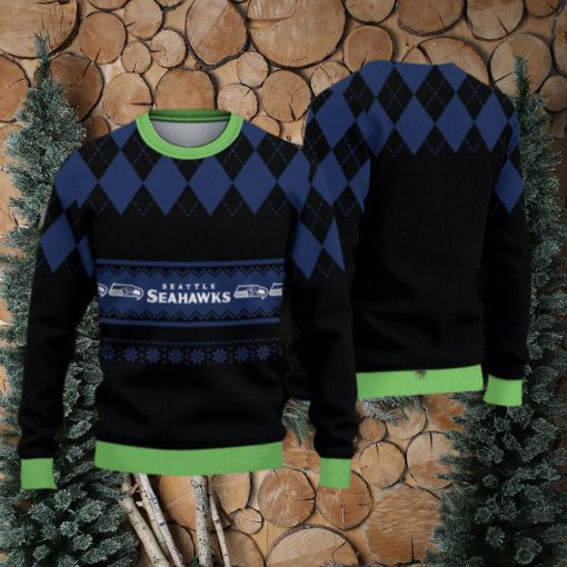 Seattle Seahawks Fans Caro Pattern Ugly Christmas Sweater Gift