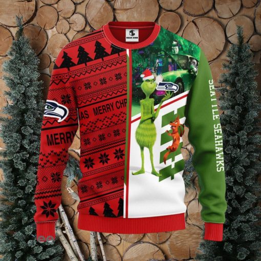 Seattle Seahawks Grinch & Scooby Doo Christmas Ugly Sweater