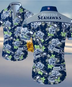 Seattle Seahawks Logo Flower Hawaiian Summer Beach Shirt Full Print