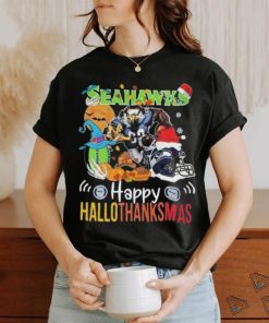 Seattle Seahawks Mascot Happy Hallothanksmas T Shirt