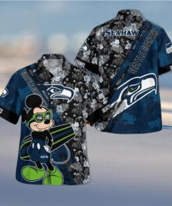 Seattle Seahawks Mickey Mouse Floral Short Sleeve Hawaii Shirt, Seattle Seahawks Shirt