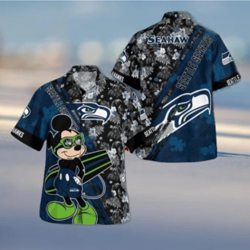 Seattle Seahawks Mickey Mouse Floral Short Sleeve Hawaii Shirt, Seattle Seahawks Shirt