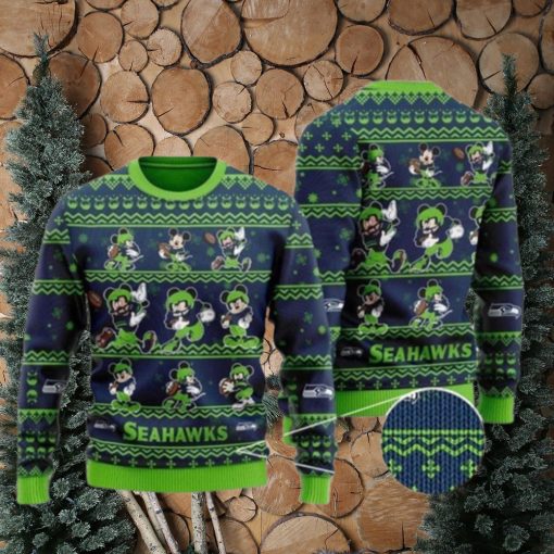 Seattle Seahawks Multi Mickey Ugly Christmas Sweaters