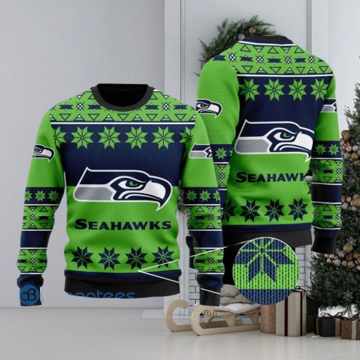 Seattle Seahawks Snowflakes Pattern Ugly Christmas Sweater Christmas Gift