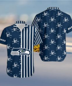 Seattle Seahawks Stripes and Skull Danger Hawaiian Shirt Gift For Halloween