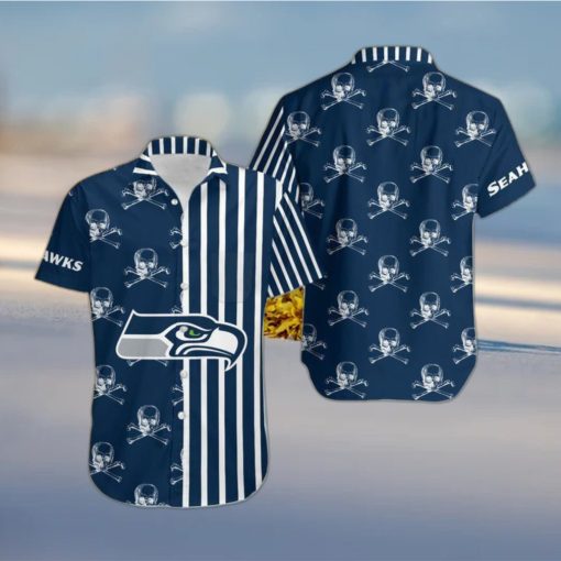 Seattle Seahawks Stripes and Skull Danger Hawaiian Shirt Gift For Halloween