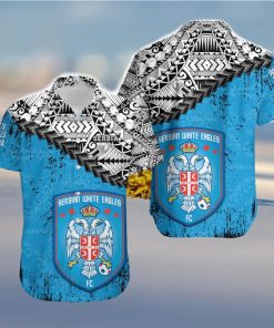 Serbian White Eagles Fc Ca Soccer Grunge Polynesian Tattoo Pattern Hawaiian Shirt For Fans