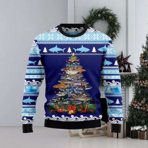 Shark Tree Ugly Christmas Sweater Gift Men Women