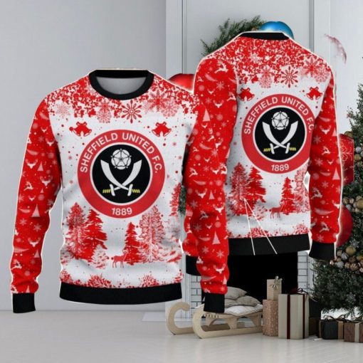 Sheffield United Big Logo Pine Trees Big Fans Gift Christmas Sweater For Men And Women