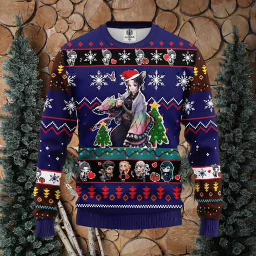 Shinobu Kocho Demon Slayer Anime Blue Funny Ideas Ugly Christmas Sweater Gift Thanksgiving