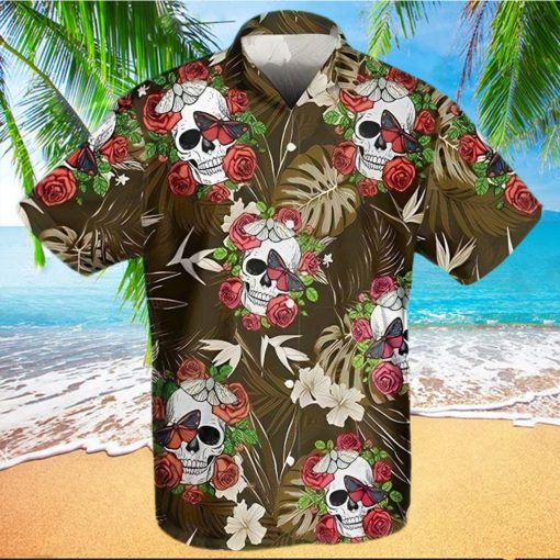 Shop Flowers Skull Summer Vibe Rose Tropical Hawaiian Aloha Shirts