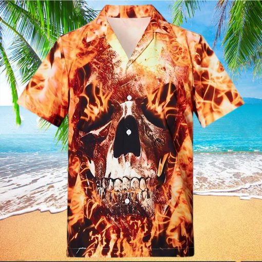 Shop Mens Hawaiian Shirts Fire Skull