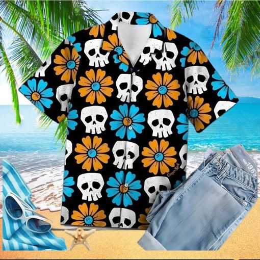 Shop Simple Skull Flowers Hawaiian Aloha Shirts