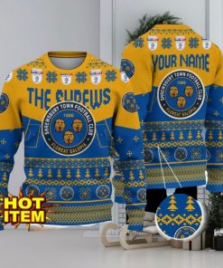 Shrewsbury Town FC Big Logo Custom Name 3D Ugly Christmas Sweater Christmas Gift For Big Fans