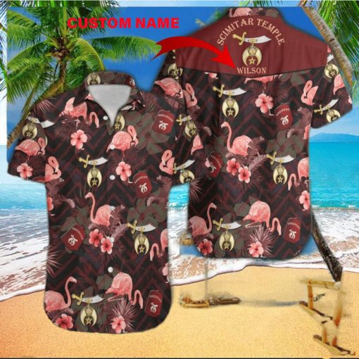 Shriners With Pink Bird Tropical Hawaiian Shirt