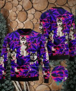 Siberian Husky Leaves Ugly 3D Sweater Gift For Men And Women