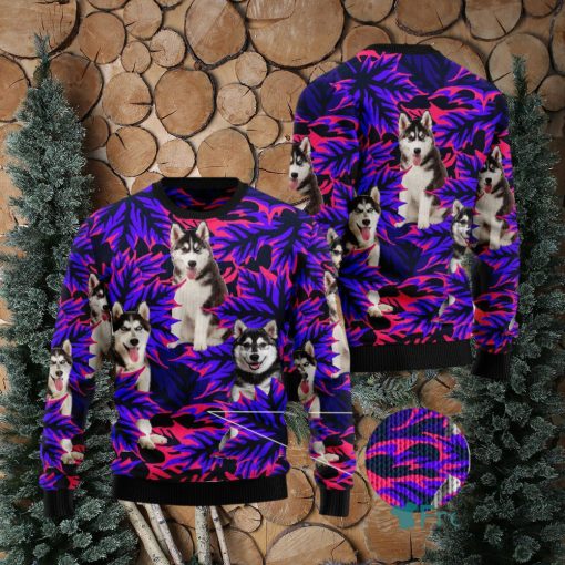 Siberian Husky Leaves Ugly 3D Sweater Gift For Men And Women