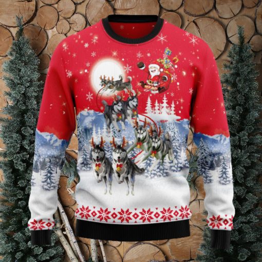 Siberian Husky Santa Claus Ugly Christmas Sweater Thankgiving Gift Men Women