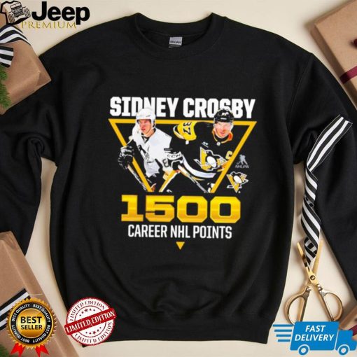 Sidney Crosby Pittsburgh Penguins 1,500 career points shirt