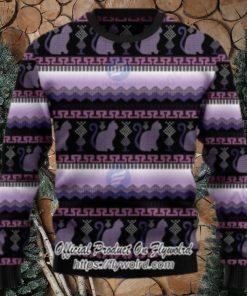 Silhouette Cats Purple Xmas Ugly Christmas Sweater