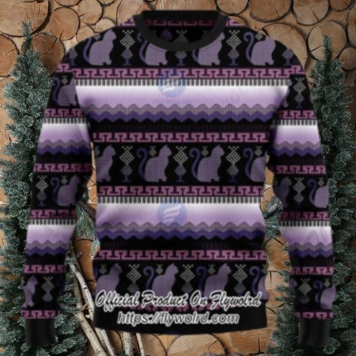 Silhouette Cats Purple Xmas Ugly Christmas Sweater