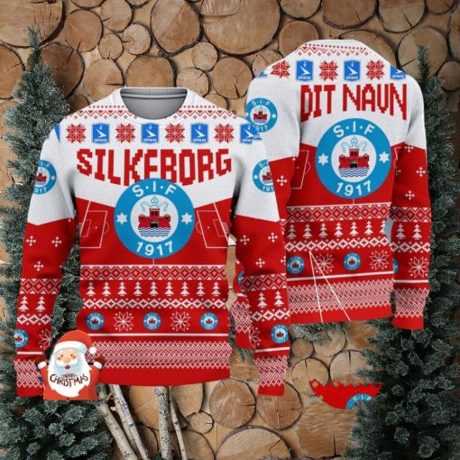 Silkeborg IF 3D Ugly Christmas Sweater Christmas Holiday Gift Custom Name For Men And Women