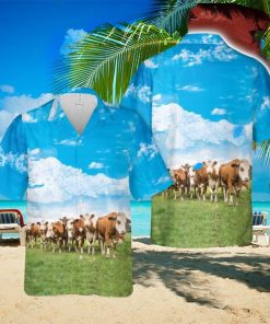 Simmental Cattle Hawaiian Shirt Aloha Summer Beach Shirt Blue