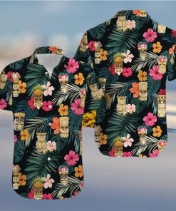 Simple Tiki Summer Vibe Tropical Green Black Unisex Hawaiian Shirts