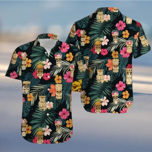 Simple Tiki Summer Vibe Tropical Green Black Unisex Hawaiian Shirts