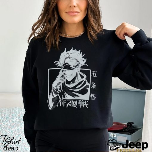 Siyah Renk Geniş Kesim Gojo Satoru Jujutsu Kaisen Baskılı Unisex Geniş Kalıp Anime T shirt