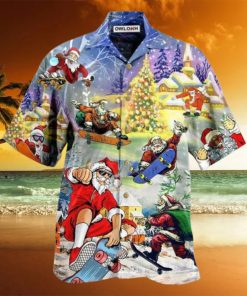 Skateboarding Santa Design Aloha Hawaiian Shirt