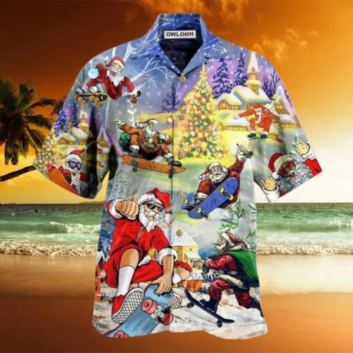 Skateboarding Santa Design Aloha Hawaiian Shirt