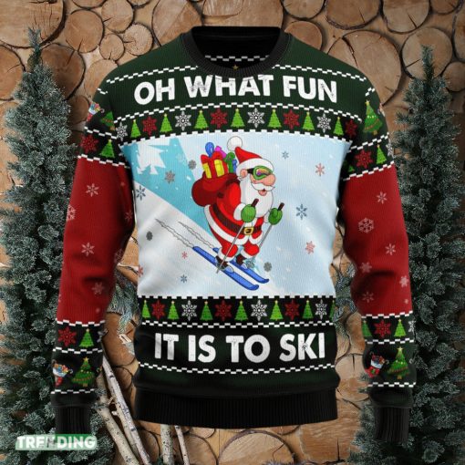 Skiing Oh What Fun Ugly Christmas Sweater Family Christmas Gift