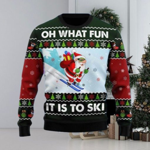 Skiing Oh What Fun Ugly Christmas Sweater