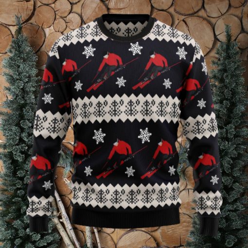 Skiing Ugly Christmas Sweater Thankgiving Gift Men Women