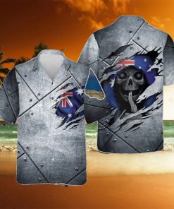 Skull Australian Flag Hawaii Shirt Australia Army