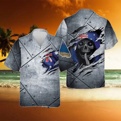 Skull Australian Flag Hawaii Shirt Australia Army