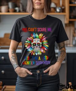 Skull Flower You Can’t Scare Me I’m A Cancer Survivor Halloween 2023 T Shirt