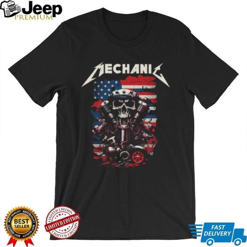 Skull Mechanic USA Flag Shirt
