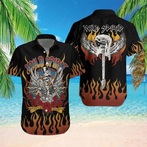 Skull Play Guitar Wild Spirit Hawaiian Aloha Shirts