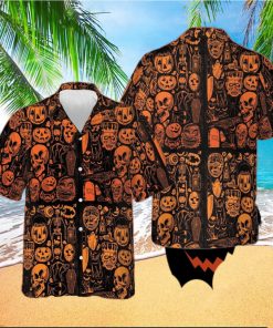 Skull Pumpkin Halloween Hawaiian Shirt Horror Themed Halloween Mens