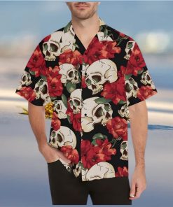 Skull Red Rose Hawaiian Shirt