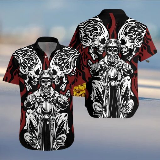 Skull Rider Motorcycle Unisex Hawaiian Shirt